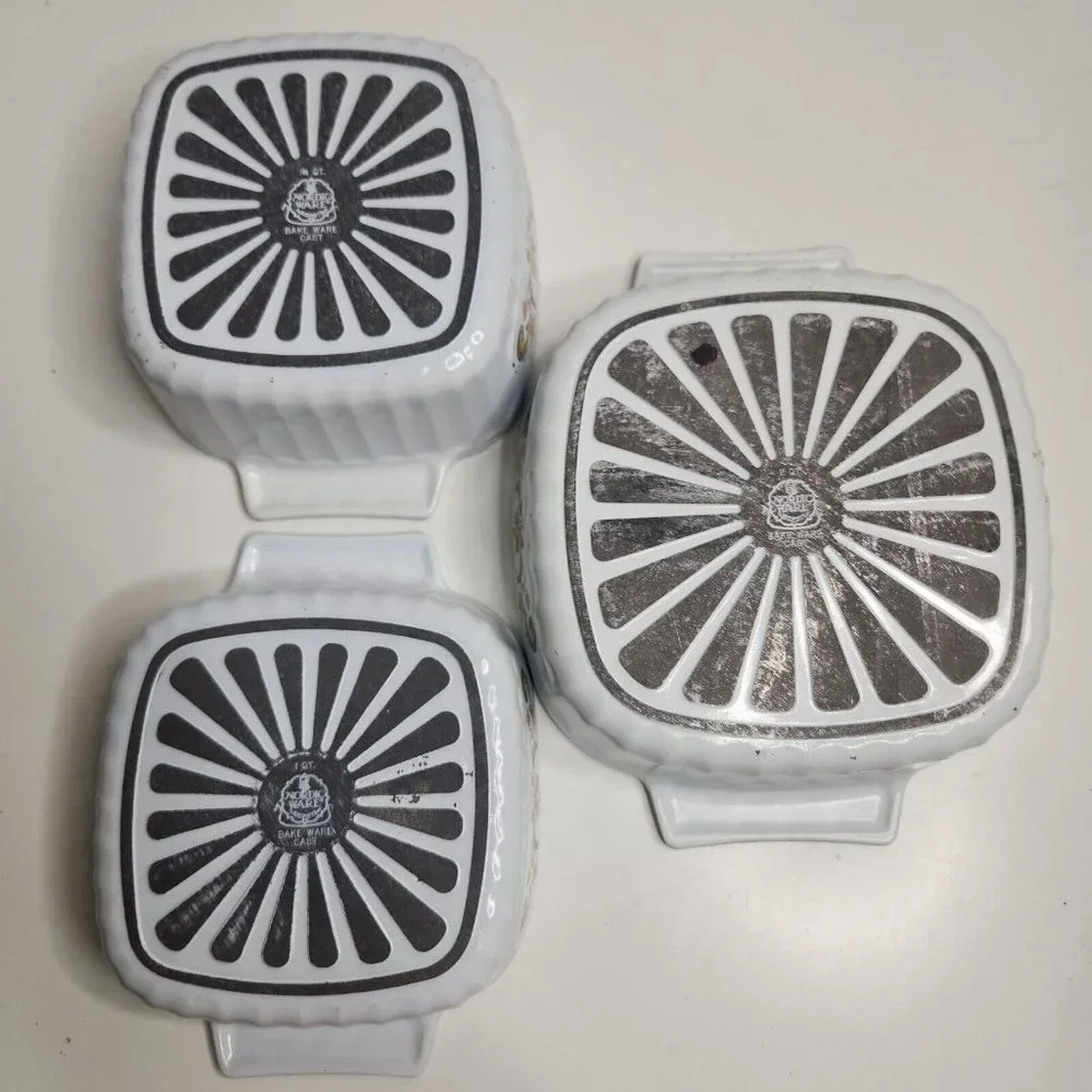 Vintage 3-Piece Nordic Ware Cast Bake Ware Casserole 2 Qt Bundt 1 1/2 Qt 1 Qt